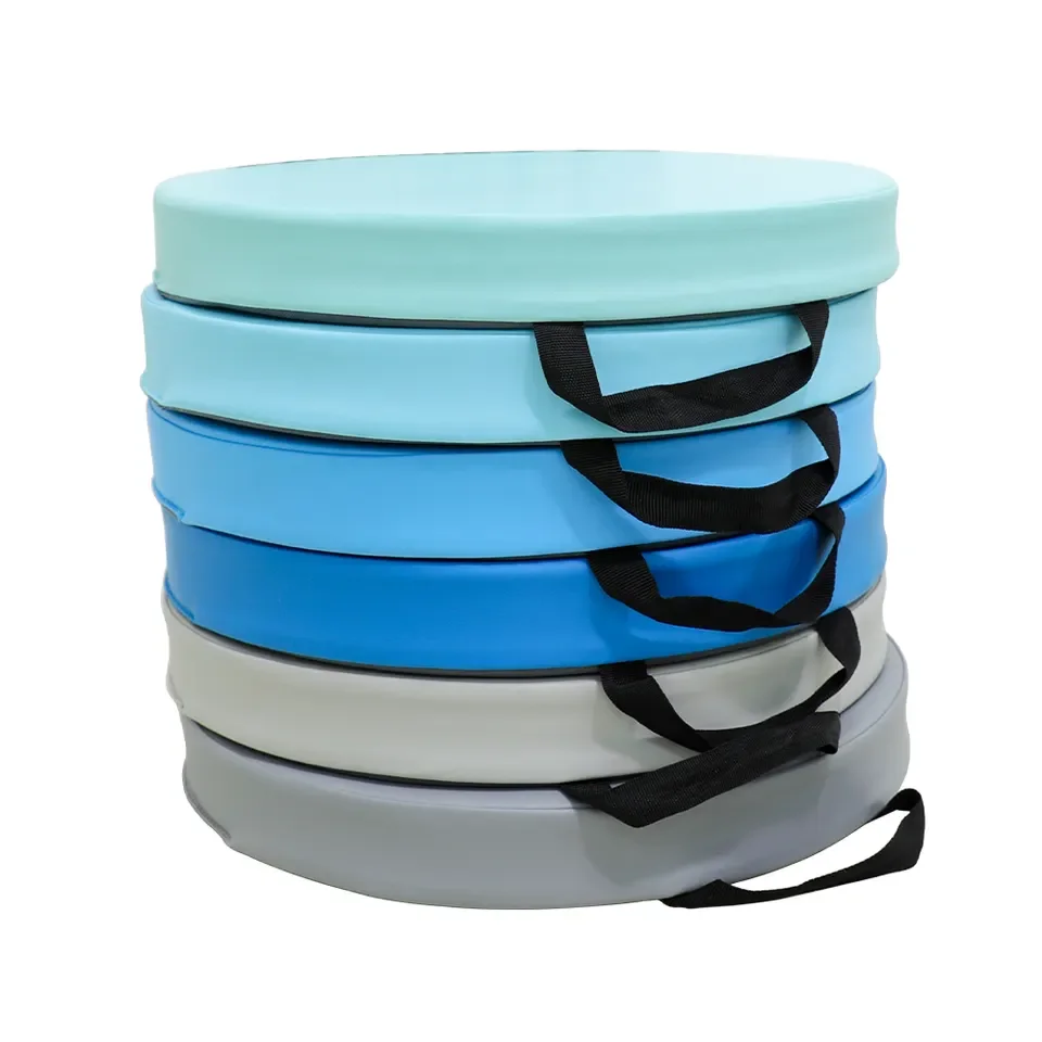 Indoor Waterproof Baby Play Mat Round Floor Cushion Seat Mat Pad Flexible With Handle 6 pcs a set