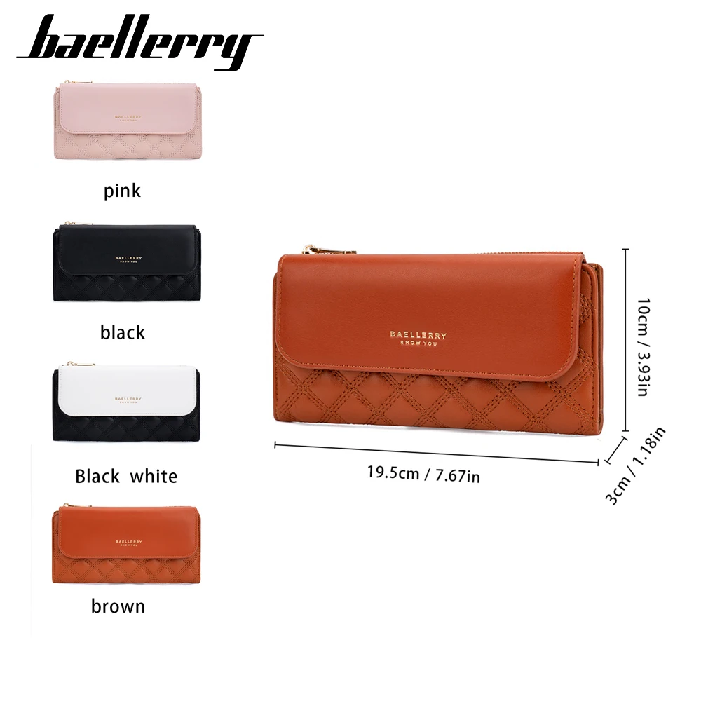 Baellerry  Women Purse ID Card Holder Large Capacity Billeteras Travel Elegant Buckle Zipper Ladies Wallet