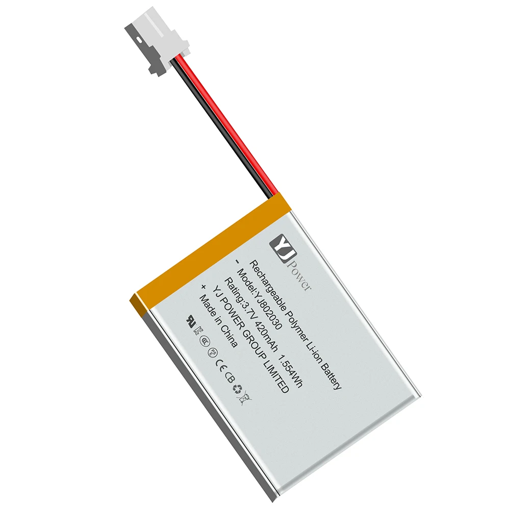 Shenzhen factory cell YJ802030-420mah-3.7v and rechargeable lithium ion polymer battery pack