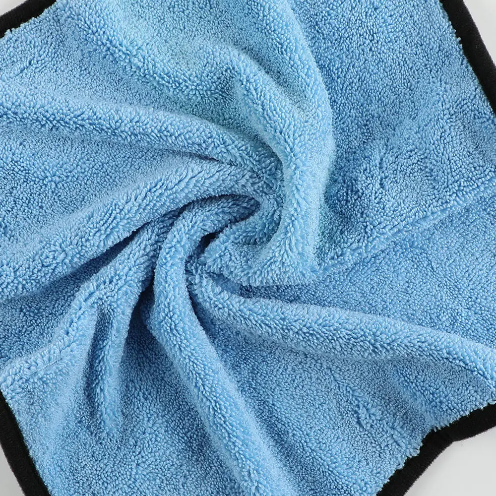 BSCI GRS wholesale custom logo car towel for car wash thicken plush with edge microfiber car cleaning cloth