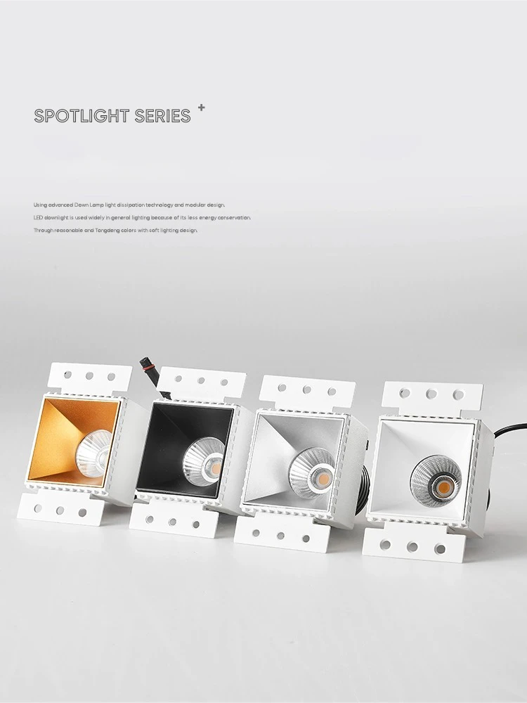 High Quality Anti-Glare ETL 12w 20W Matt Black Matt White Downlights Led Recessed Ip55 Square Trimless Led Downlight