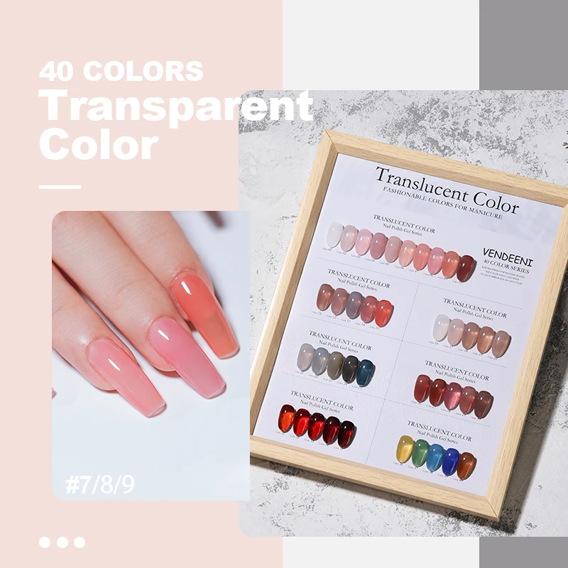 Vendeeni Summer Collection Translucent Non Toxic Clear Jelly Nail Suppliers Gel Polish Private Label