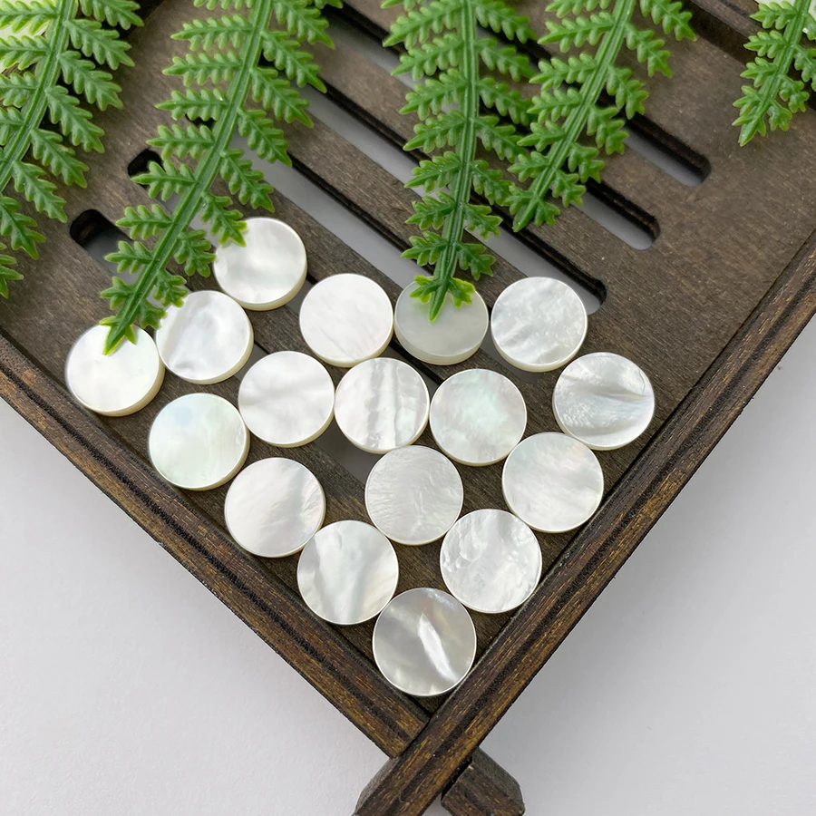 Wholesale white shells Customizable size shape Double flat cut round High quality Mother of pearl jewelry making Loose gemstone
