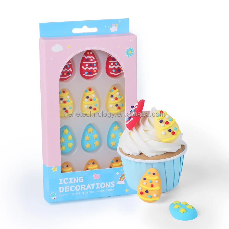 Edibles 3D Polka dots Easter Eggs Cake Decorating Supplies Royal Icing Decorations Biscuit Cake Decoration for Cakes