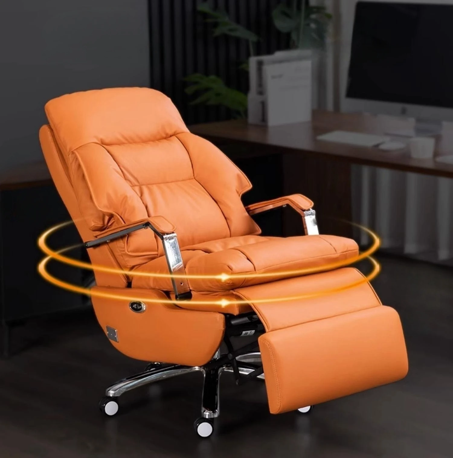 genuine leather executive leather office electric adjustable office chair office chair electric with automatic footrest