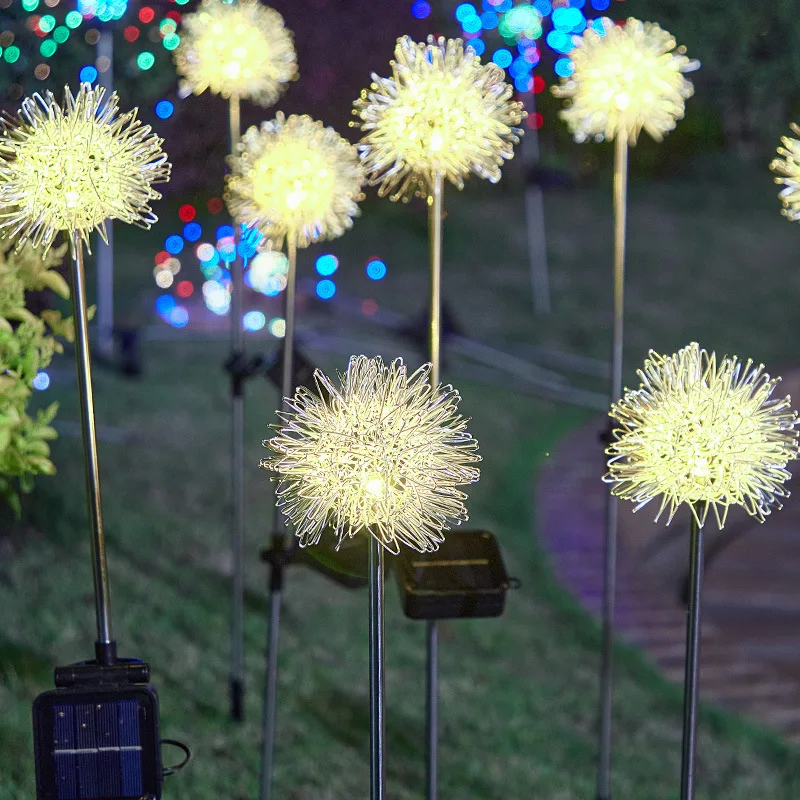 Solar Dandelion Lights Ip65 Waterproof Outdoor Courtyard Decoration Led Solar Dandelion Flower Ball Garden Light