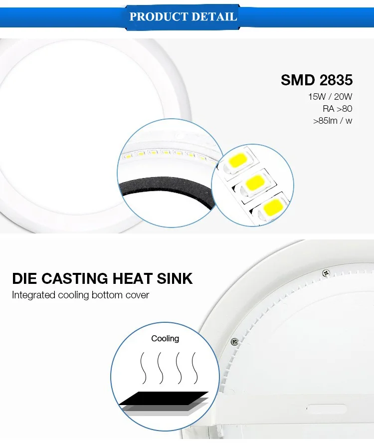20w 265mm Diameter Dimmable IP65 Waterproof Surface Mounted Round Led Ceiling Panel Light