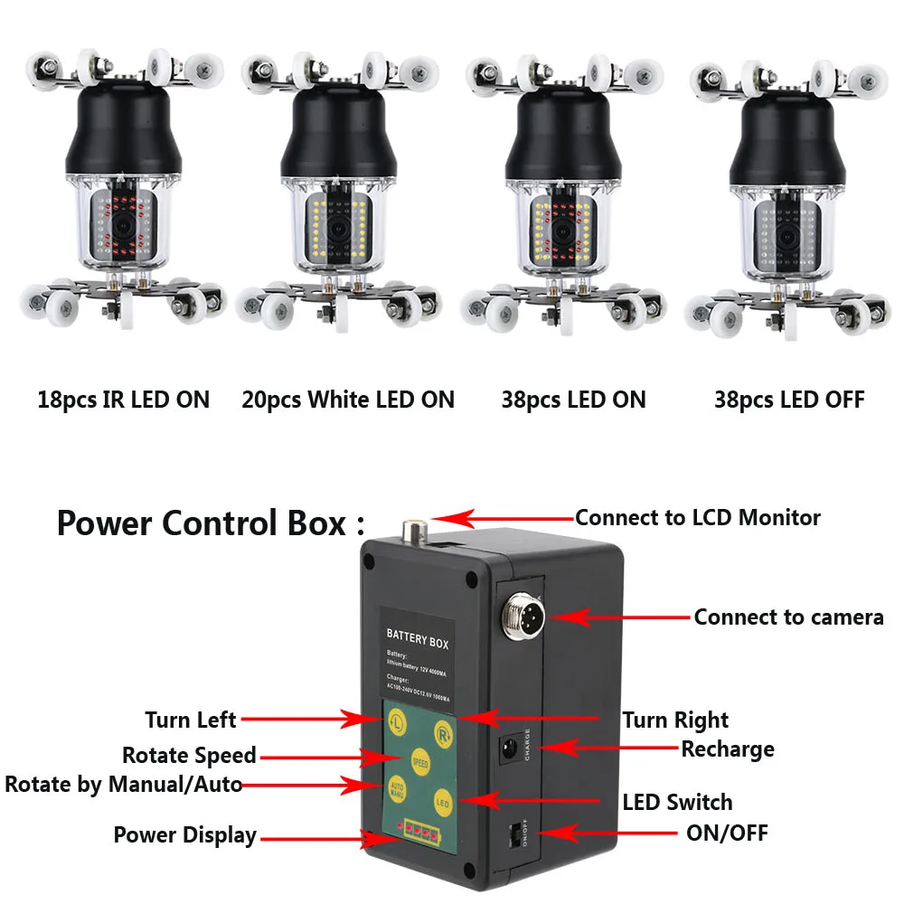 10inch Wifi DVR 30-50M Pipe Inspection Video Camera Drain Sewer Pipeline Industrial Endoscope 360 Degree Rotating Camera 38 LEDs