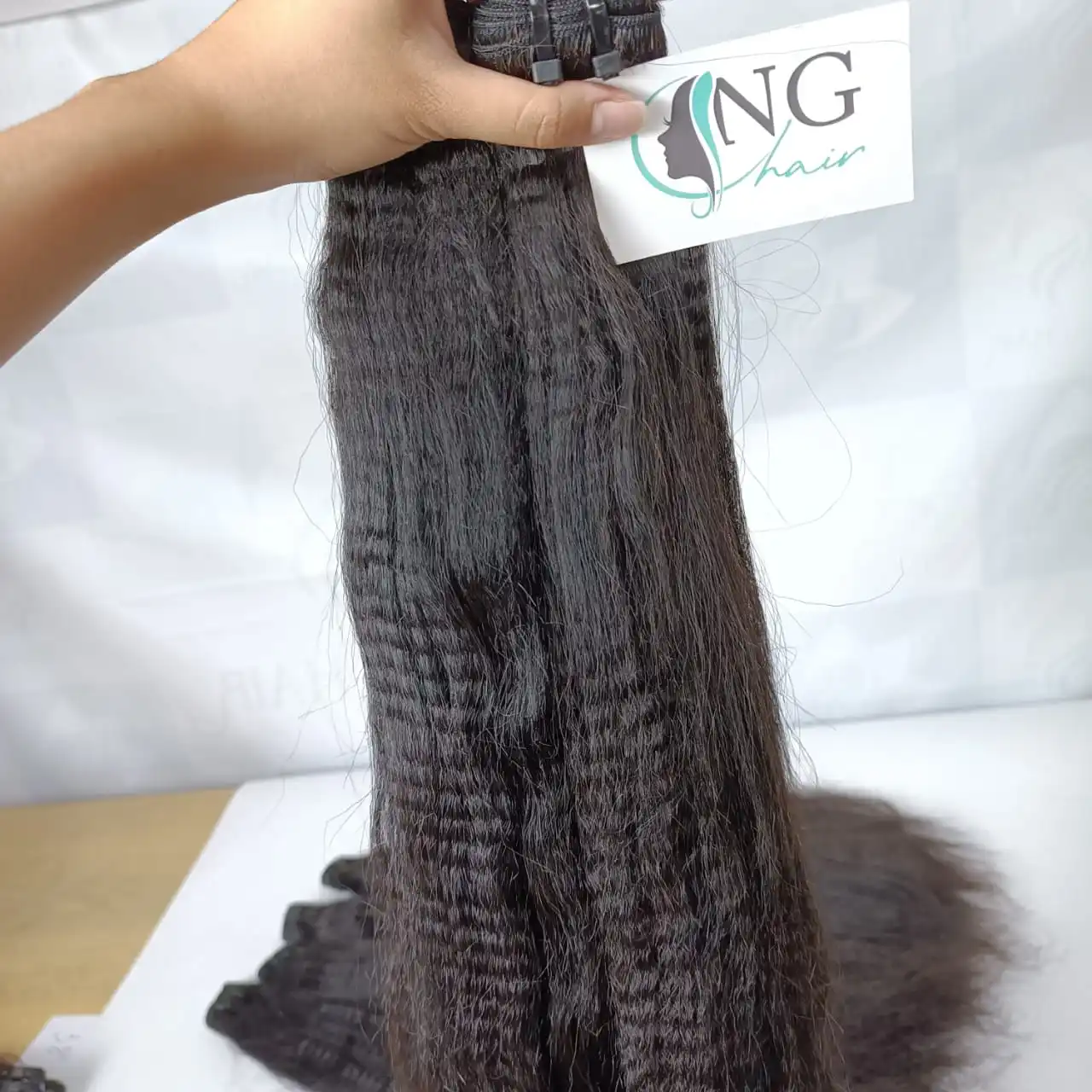 Kinky Straight Weft Hair Double Drawn 100 Virgin Hair No Chemicals No Shedding No Tangle Genius Weft Made In Vietnam Full Color