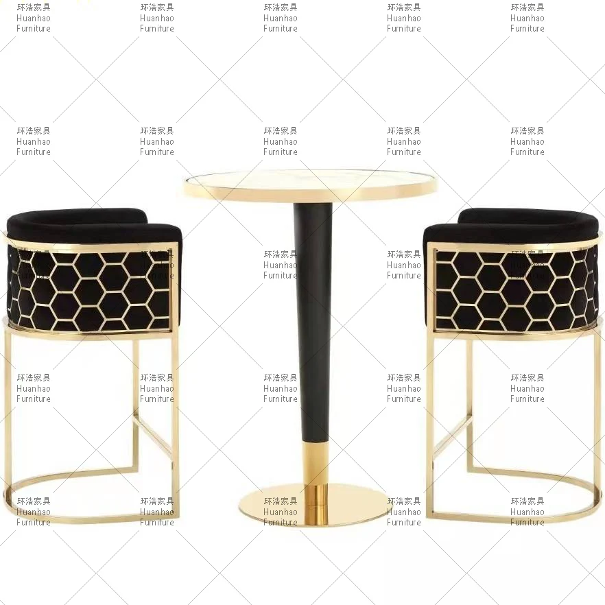 Оптовая продажа, Современная дешевая популярная барная мебель, Золотая рамка из нержавеющей стали, кожаные барные стулья из ткани