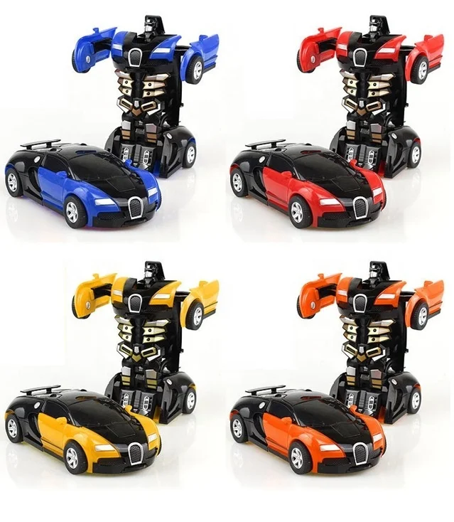
Wholesale cheap kids children plastic diecast cars robot automatic transformed car toy 