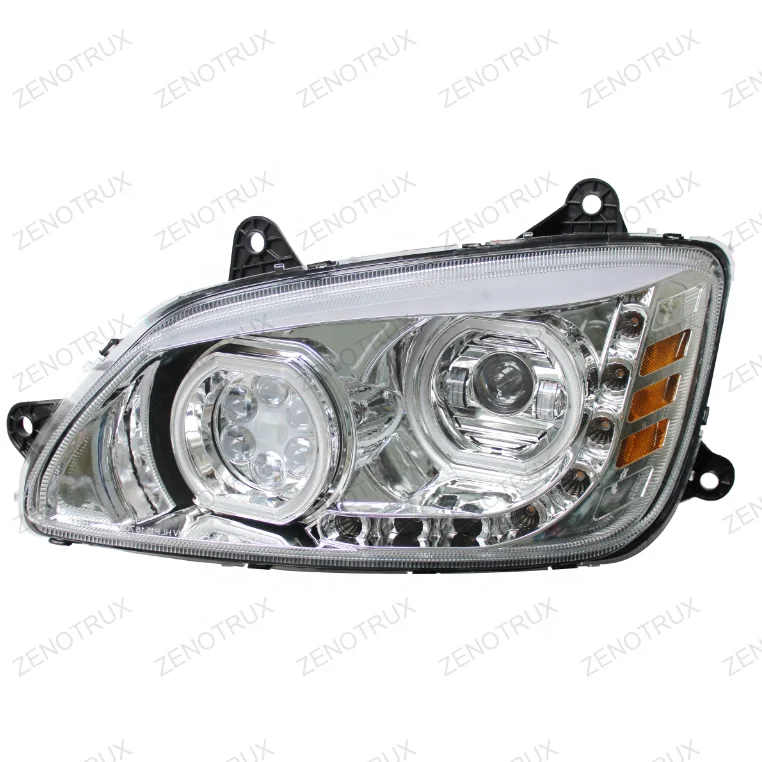 Chrome Projection Headlight w/ LED Turn Signal For Kenworth T660/T440/T470