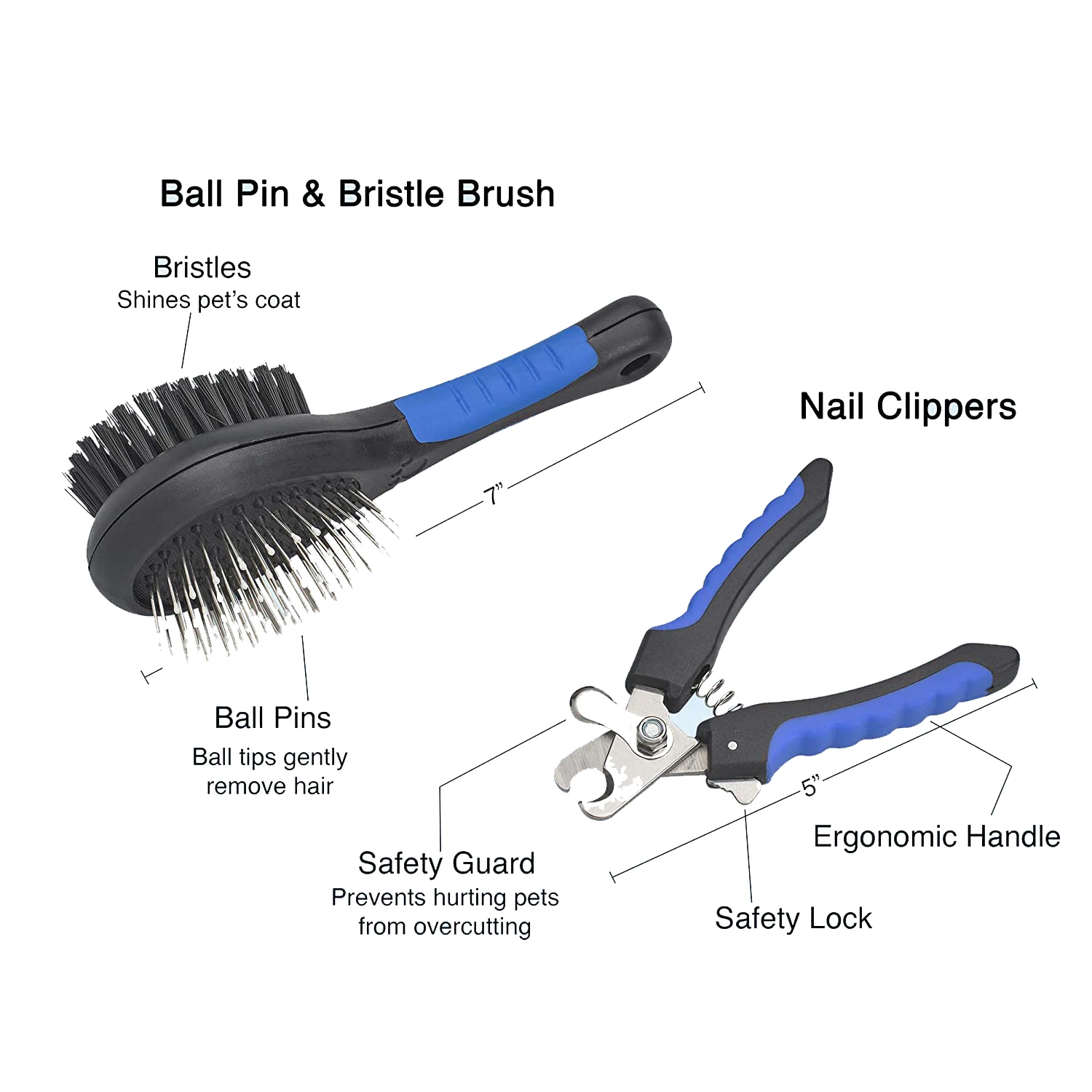 
Home 6 Piece Real Simple Spa Pet Dog Grooming Massage Brush Nail Kit Dogs with Polyester Bag 