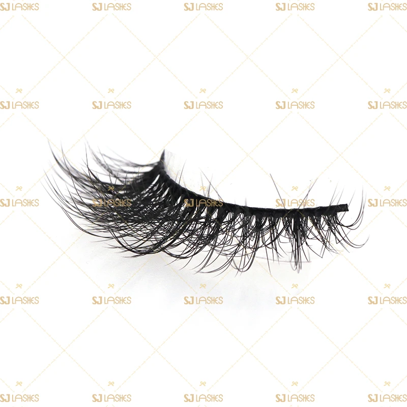 SJ Lashes Handmade Full Volume 3D Mink False Eyelashes Super Curly Fluffy Lashes Wholesale