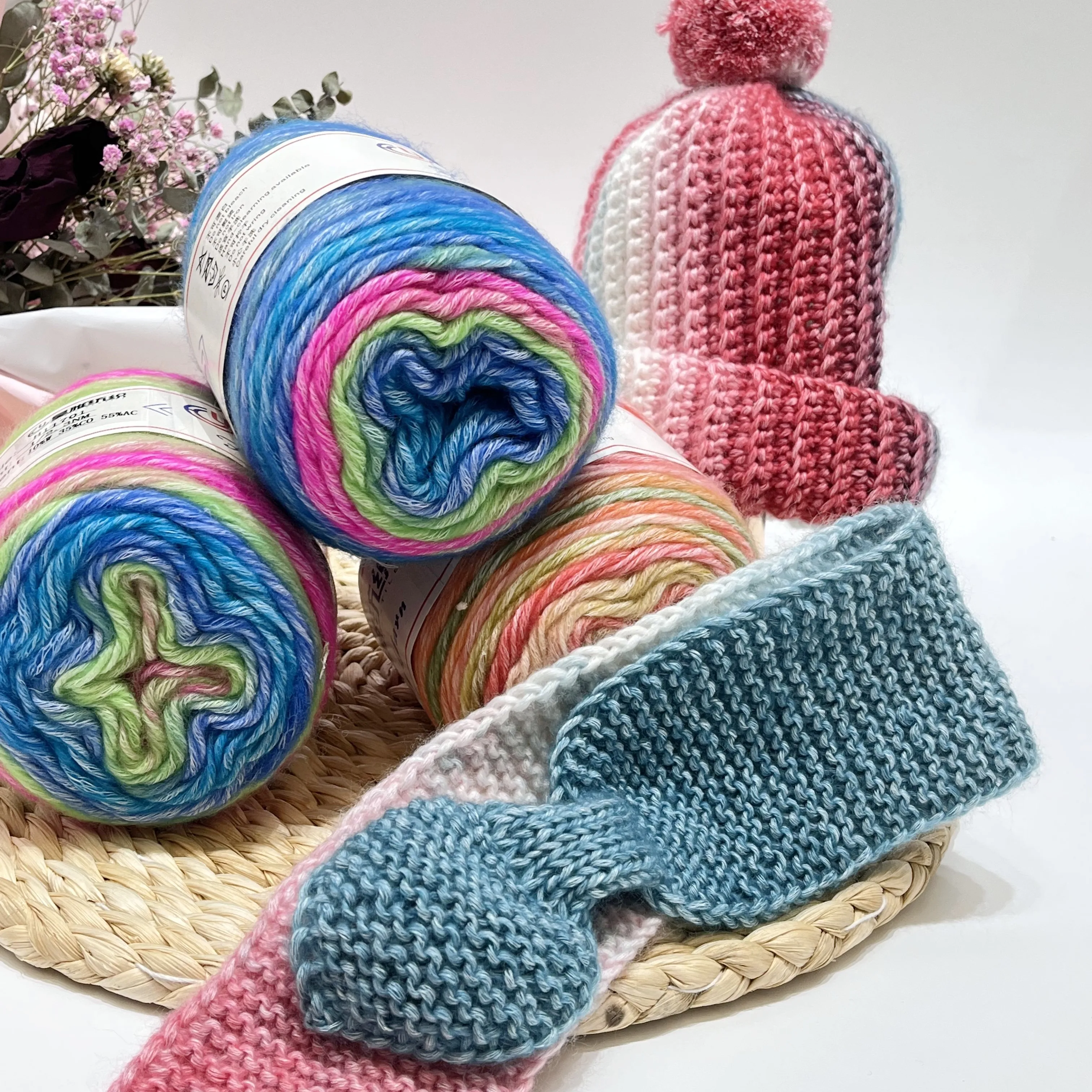 Хит продаж цветная нить для торта 100 г свитер шарф шапка радужная ручная вязание молоко хлопок маленькая хорошая Азия смешанная пряжа кольцо