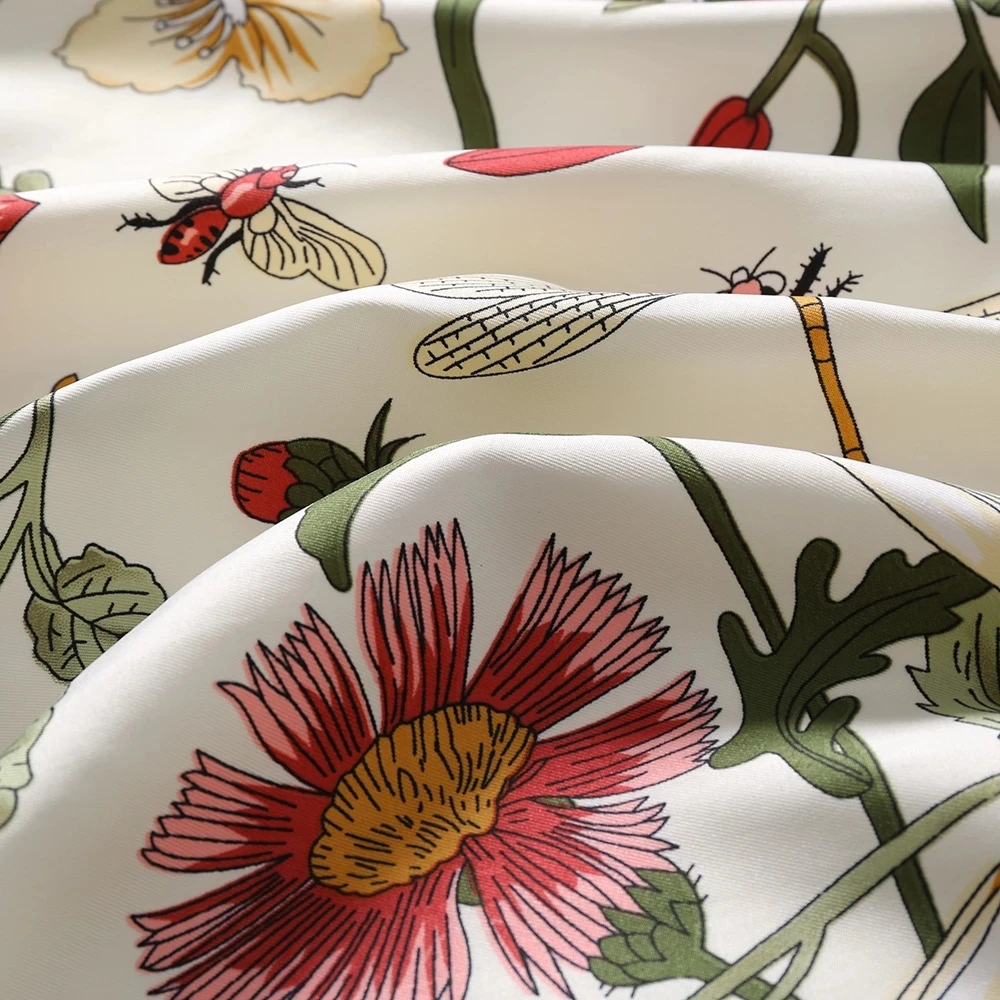 Digital Print Silk Fabric for Dresses Clothing Custom Satin Polyester Fabric