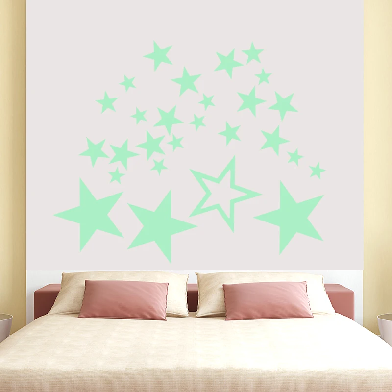 27 Pcs/Set Luminous Stars Wall Sticker Glow in The Dark Self-Adhesive Poster Home Decor Fluorescent Star Art Mural