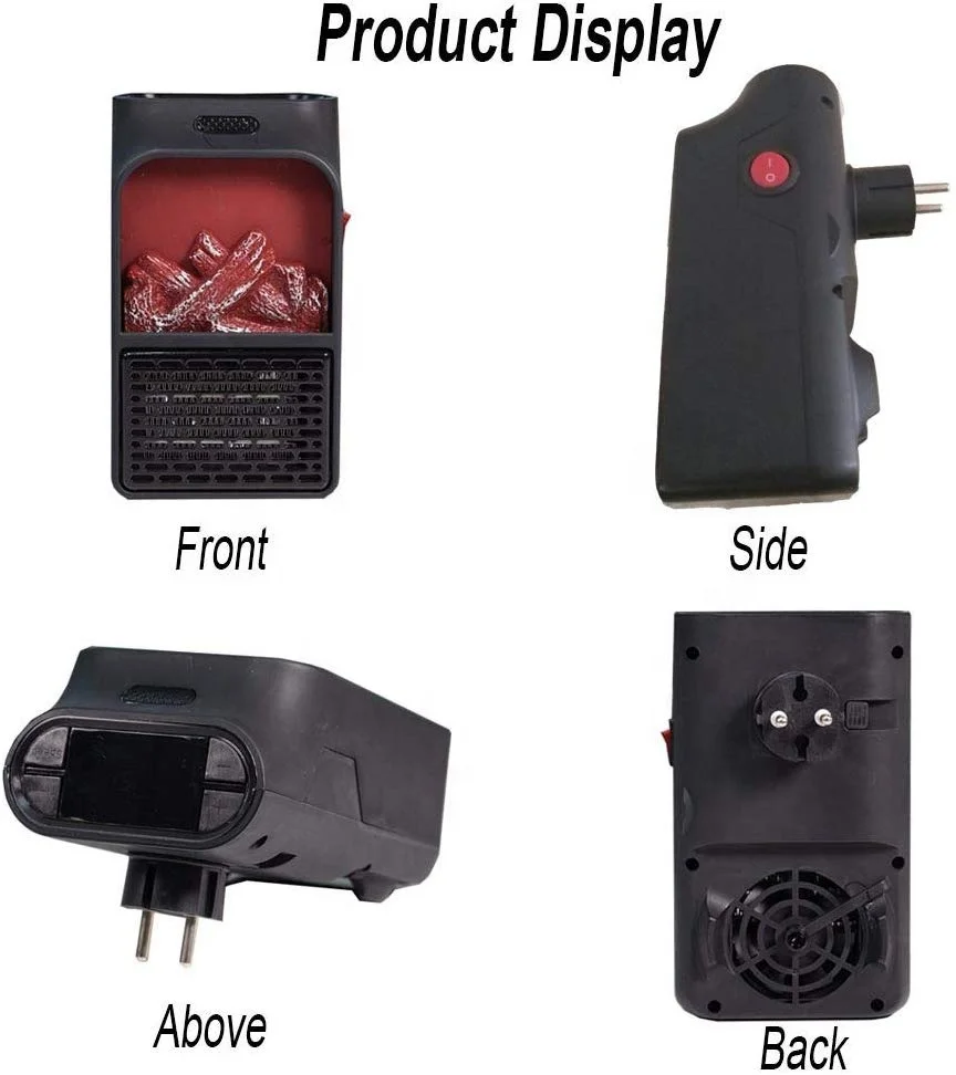 Fireplace Space Portable Mini Ceramic 3D Heater Desktop Electric Plug-In 600W Wall