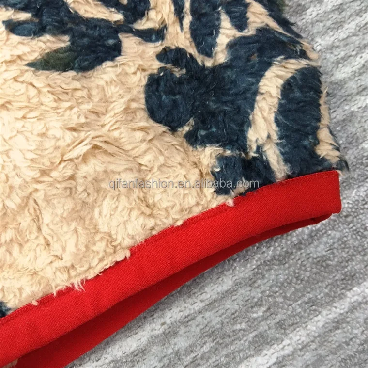 Custom High Collar Full Printing Fully Sherpa Fleece Shearling Jacket for Winter