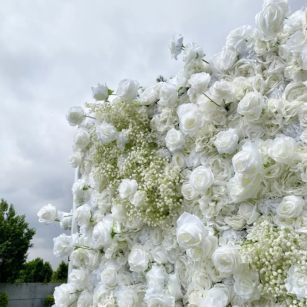 White Rose Wedding Backdrop White Artificial Flower Wall Backdrop Panels for Party Baby Shower Bridal Wedding Background Decor