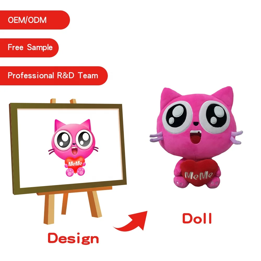 custom plushie art design Animal plush toys plush Embroidery face soft stuffed animal Promotional bulk logo turn plush toys