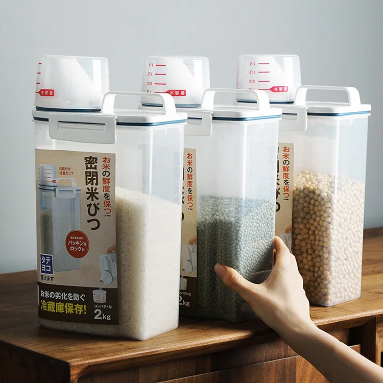New arrival grain storage box sealed transparent rice bucket with lid storage tank for storing nut food in the kitchen