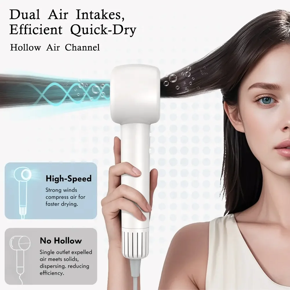 110000 RPM High-Speed Brushless Motor Negative Ionic Blow Dryer for Fast Drying Low Noise Hair Dryer with Diffuser and Nozzle