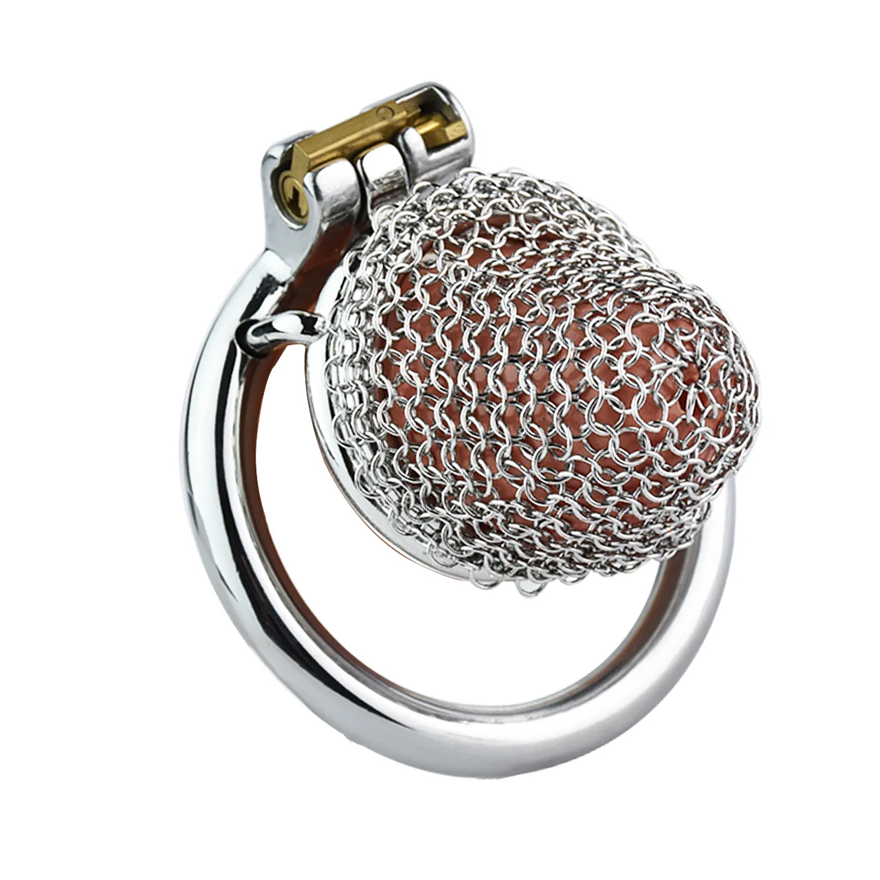 FRRK Price Reduction Cock Cage For Men Chain Mesh Net Metal Male Chastity Cage Lock Male Penis Bondage Play