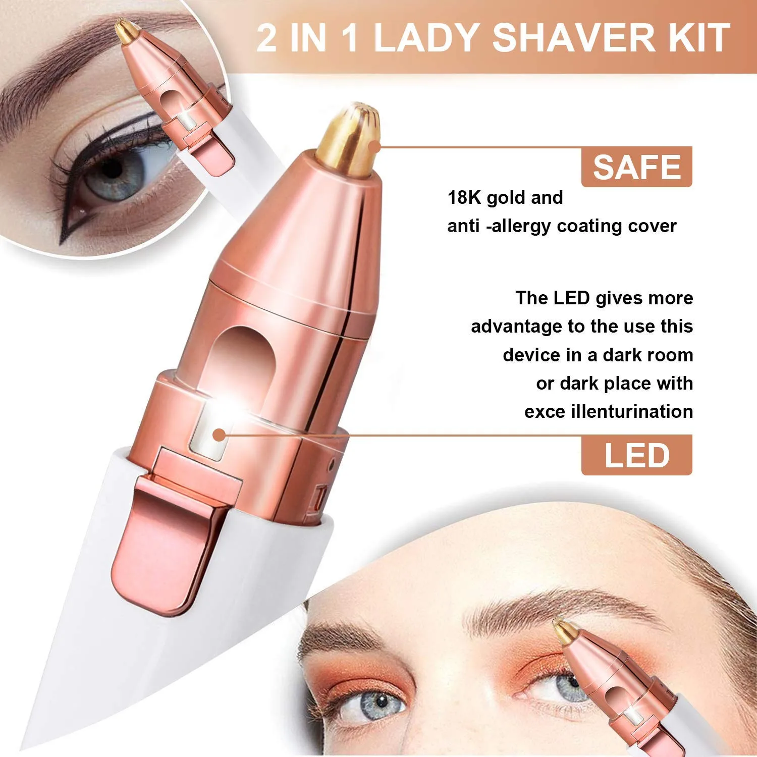 USB rechargeable eyebrow trimmer razor trimmer eyebrow sweat nose hair epilator