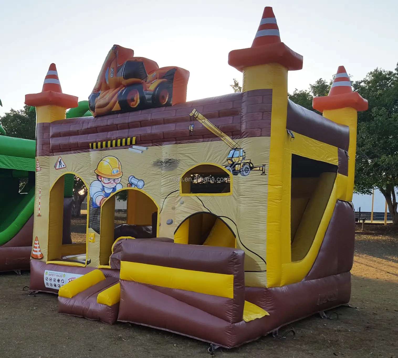 Commercial hot sale construction combo inflatable jumping castle bouncer house with slide for kids