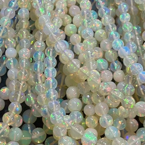 Finest Quality Natural Ethiopian Opal Multi Flashy Smooth Round Shape Beads Perfect Finish Bulk Product Handmade