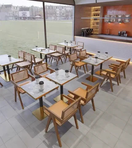 I Well Beauty Hot Selling Commercial Furniture Dinner Wooden Metal Marble Kitchen Dining Wood Restaurant Table top