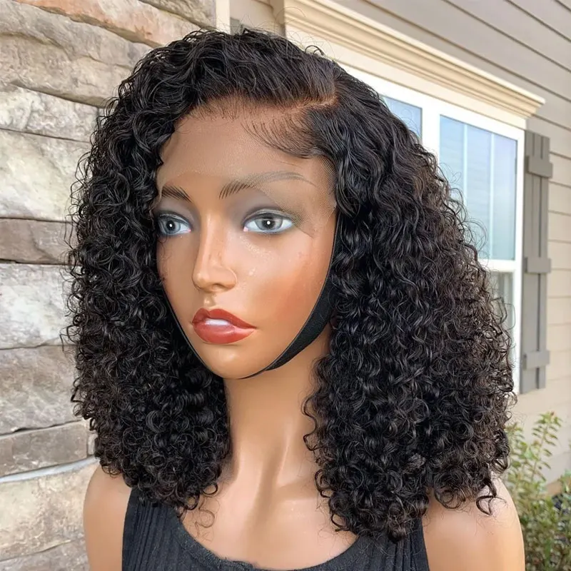 Плотность 150 Peruca Боб человеческие волосы боб срезанные бразильские человеческие волосы вьющиеся боб парик человеческие волосы кружевной передний парик