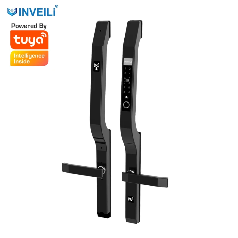 Electronic Digital Fingerprint Smart Door Lock for framed or frameless Sliding Glass Aluminum Door