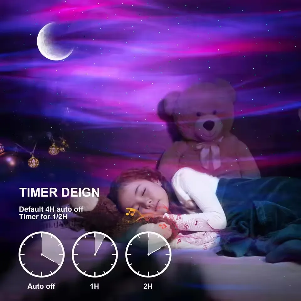 Best Selling Romantic Aurora Moon Star Projection Lamp Design Lamp Remote Control Music Projector Night Light