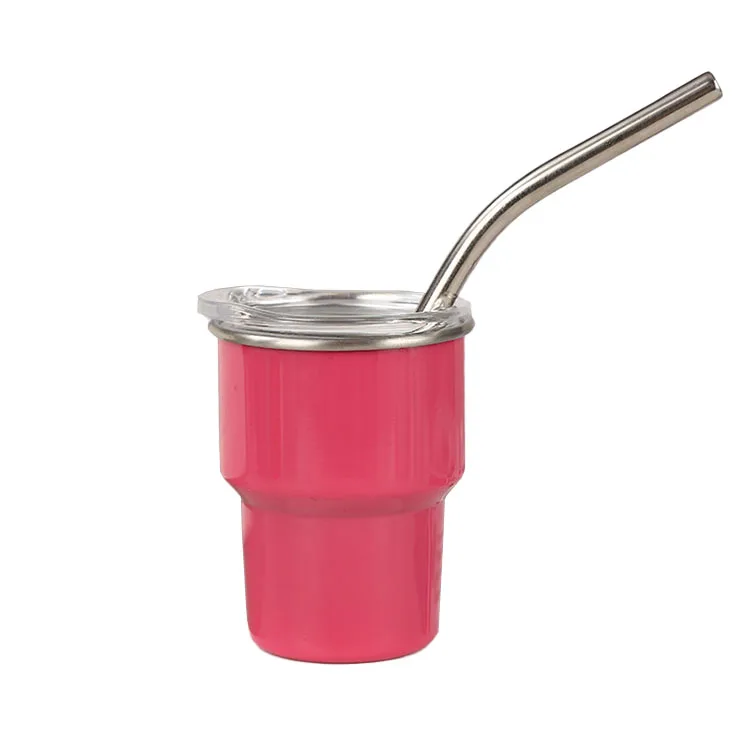 Hot New Design 2oz 3oz Mini Sublimation Cup Stainless Steel Colored Travel Tumbler Shotglass With Metal Straw