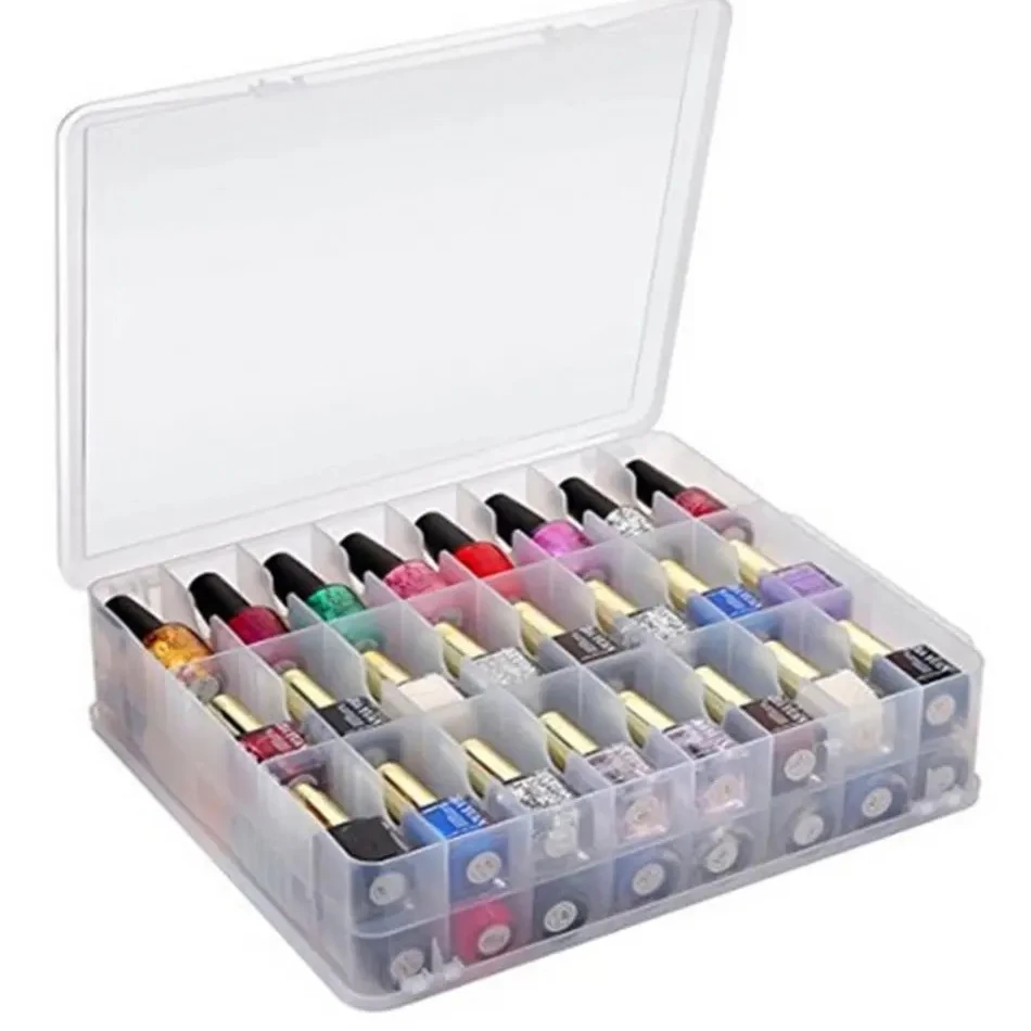 48 Grid Double Layer Storage Box With Handle Essence Nails Accessories Nail Polish Storage Case