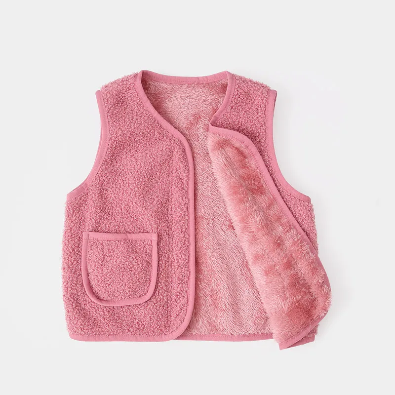 
Kids Baby Boys Girls Solid Sleeveless Vest Fleece Autumn Winter Thick Warm Soft Coat Outwear Clothes 