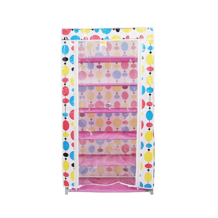 Non Woven Fabric 4 Tiers Cover Steel Lockable Shoe Cabinet Hanging Shoe Rack