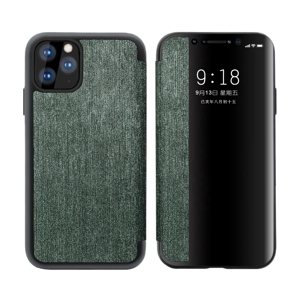 Высокое качество пояса из натуральной кожи Смарт флип чехол clear view зеркало телефон для Iphone 11