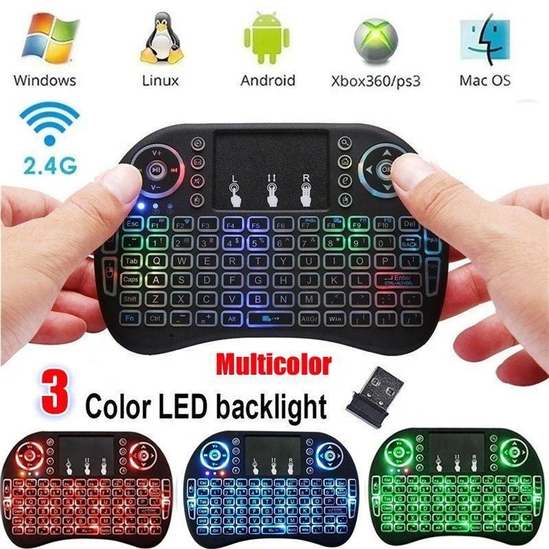 I8 Portable Custom layout 2.4GHz mini Wireless Backlight keyboard  handheld Keyboard for smart TV/TV box computer