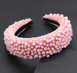wholesale 2019 newest handmade baroque crystal beaded headband winter padded velvet headband for women party hair accessories