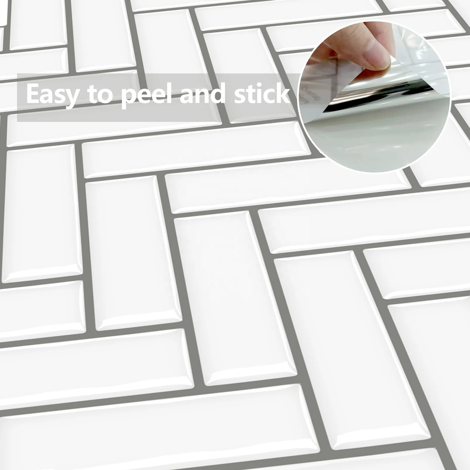 PET material kitchen backsplash peel and stick wall tile 3d self-adhesvie mould-proof waterproof wallpaper