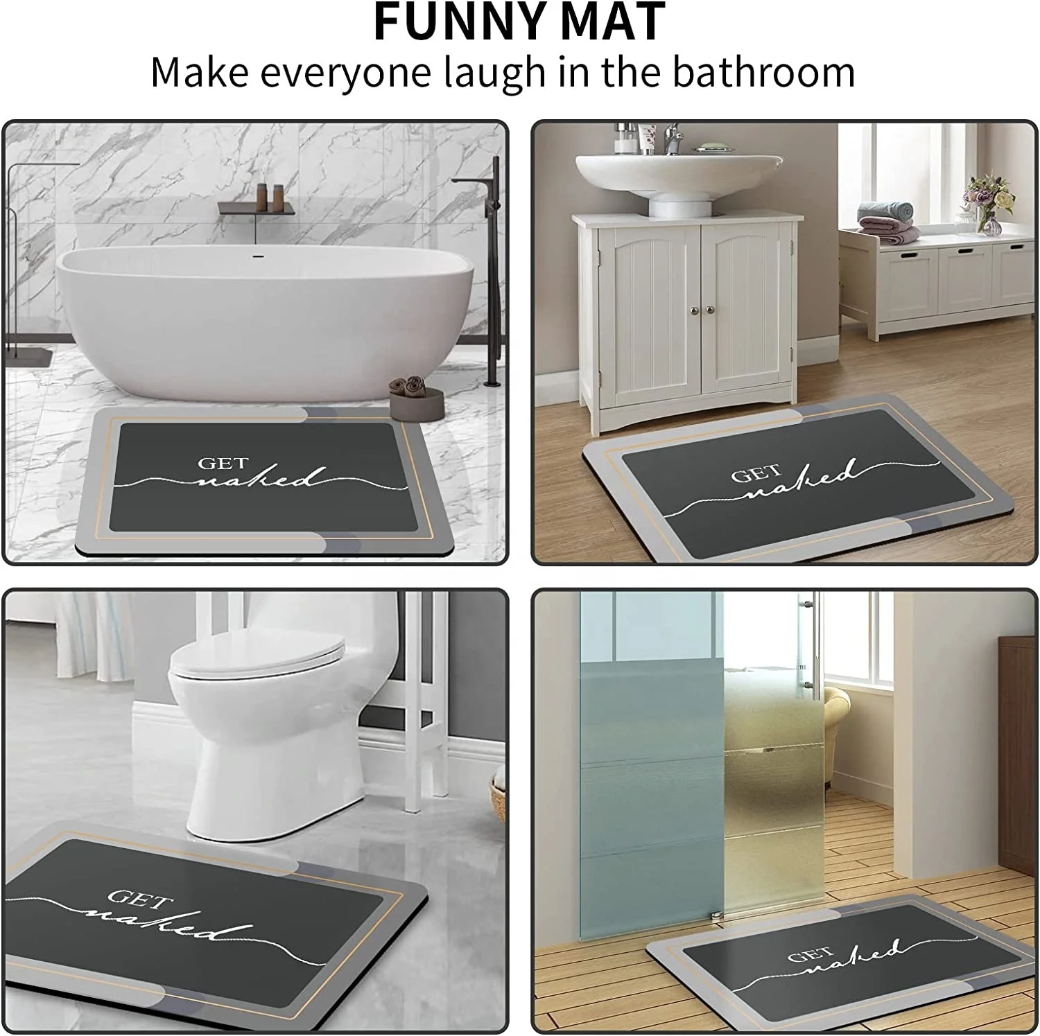 Bathroom Non Slip Gray Bathroom Rug Quick Dry Rubber Backed Dirt Resistant Bath Rugs Mats diatomite bath mat