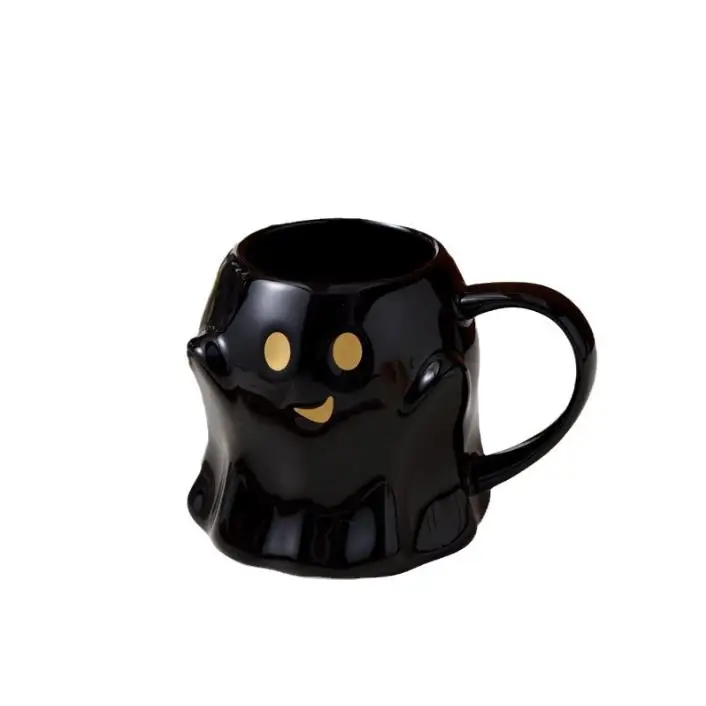 Wholesale Ceramic Ghost Pattern Coffee Mugs with Handle for Back to School Drinkware