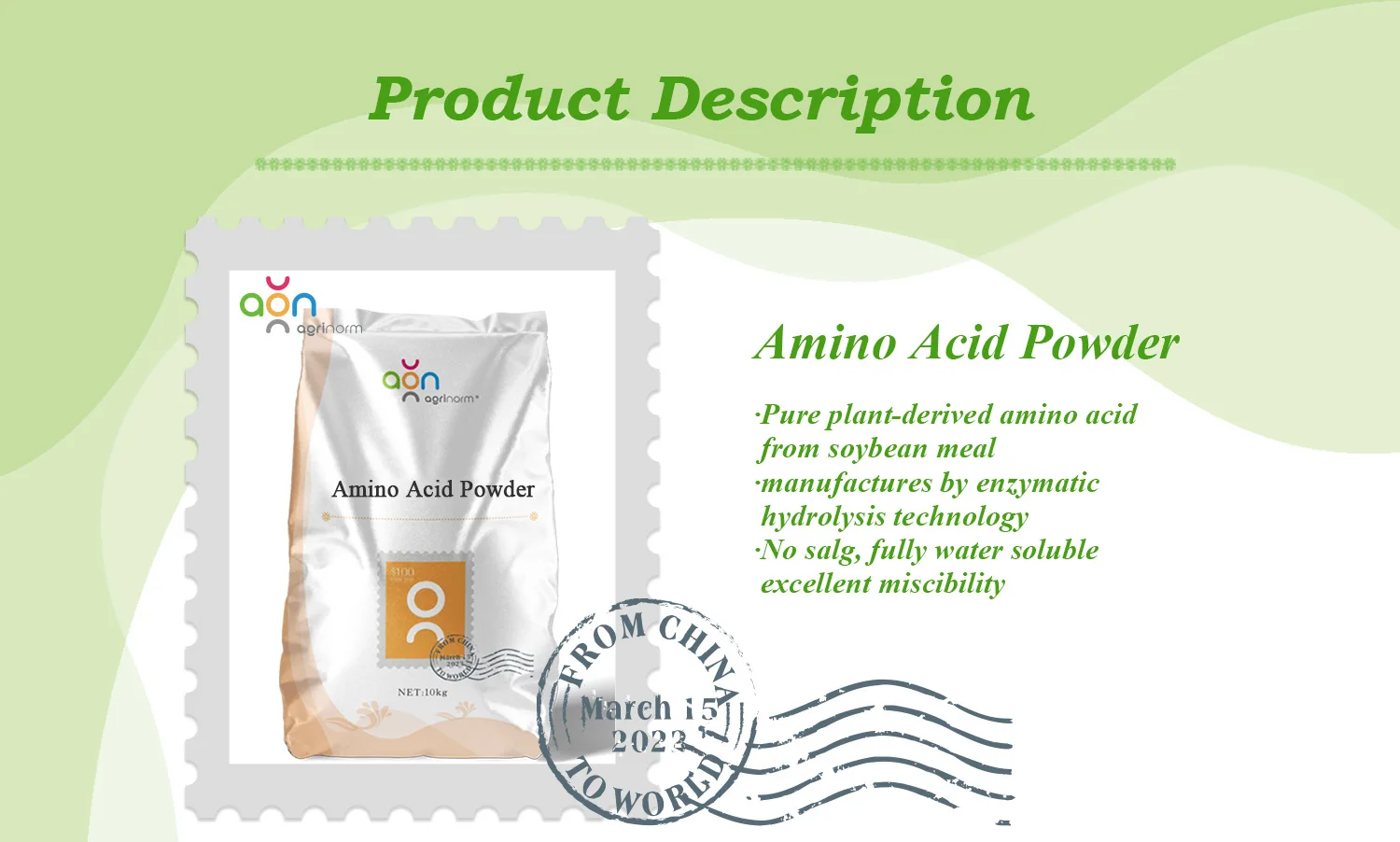 80% Amino Acid Organic Fertilizer Powder Soil Improver Enhancing Plant Resistance to Stressful Situations