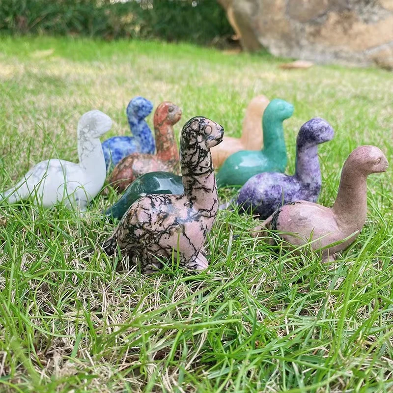 Wholesale Natural Custom Carving Ornaments Animal Semi Gem Craft  3 Inch Crystal Dinosaur for Gifts