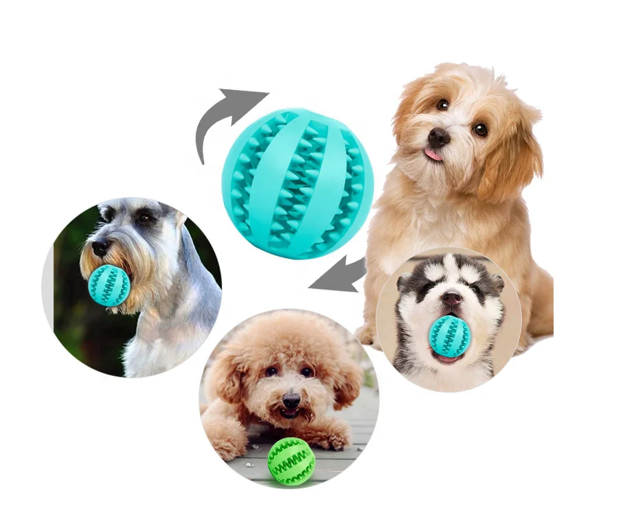 Rubber Indestructible Treat Dispensing Chew Ball Hiding Food Puzzle Bite Dog Ball Toy for Pet Tooth Cleaning  dog chewtoy