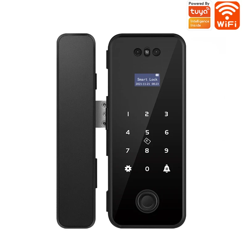 3D AI Face Recognition Smart Door Lock Fingerprint RFID Card Password Glass Door Lock WIFI Tuya APP Smart Management With Key