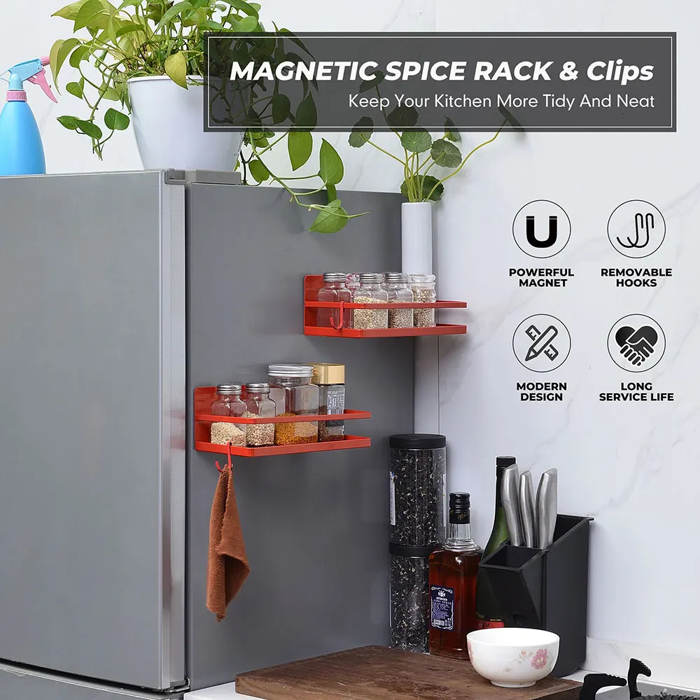 New Products Kitchen Wall-Mounted Spice Rack Stainless Steel & Aluminium Kitchen Holder Organizer With Vacuum Suction Cups